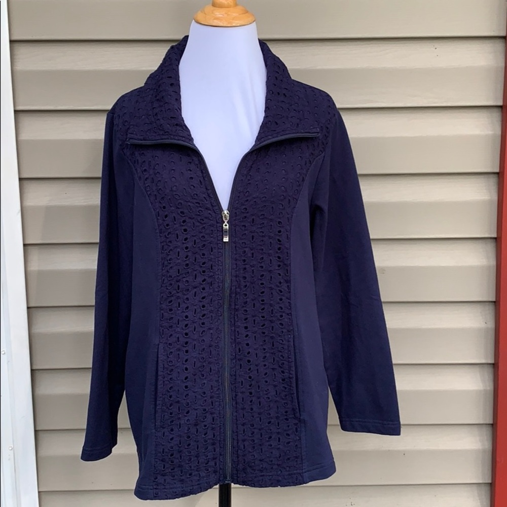 d&co.active women’s zip front navy jacket